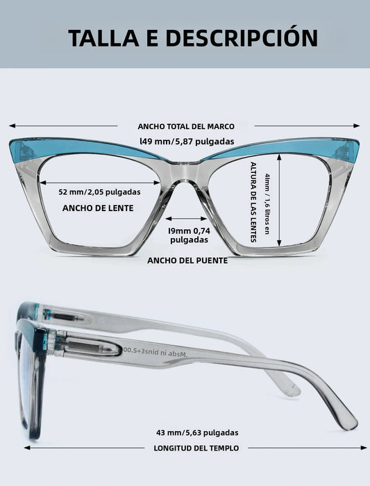 Gafas de lectura grandes para mujer, lectores extragrandes, tipo ojo de gato, bloqueo de luz azul, antifatiga visual/UV, a la moda, XL