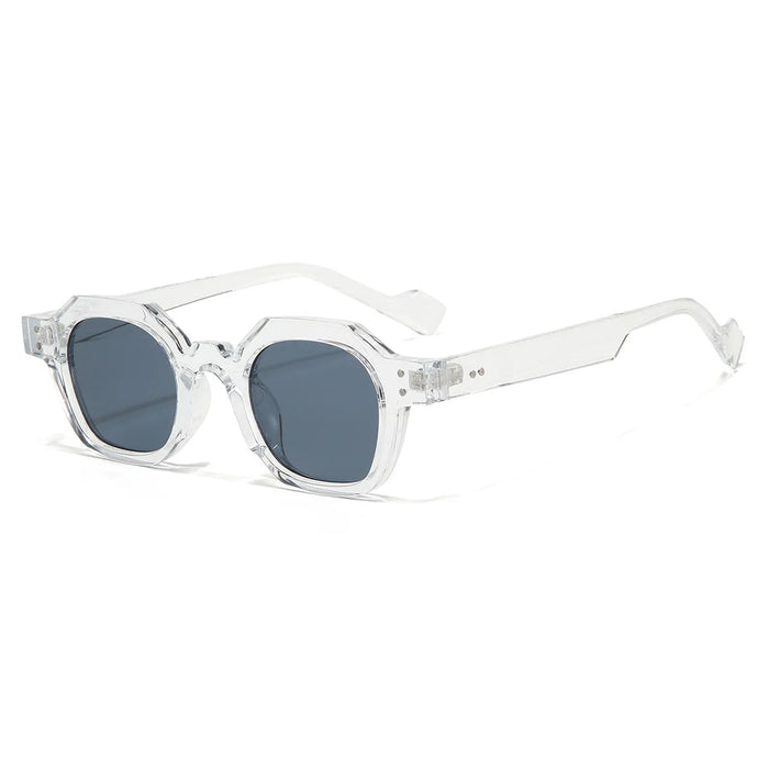 Vintage Polygon Square Women Sunglasses Fashion Hexagon Clear Ocean Lens Shades UV400 Men Rivets Sun Glasses Oculus
