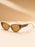 Light Luxury Narrow Frame Cat Eye Sunglasses With Contrasting Marble Texture Frame For Girls' Travel Street Photography Glasses