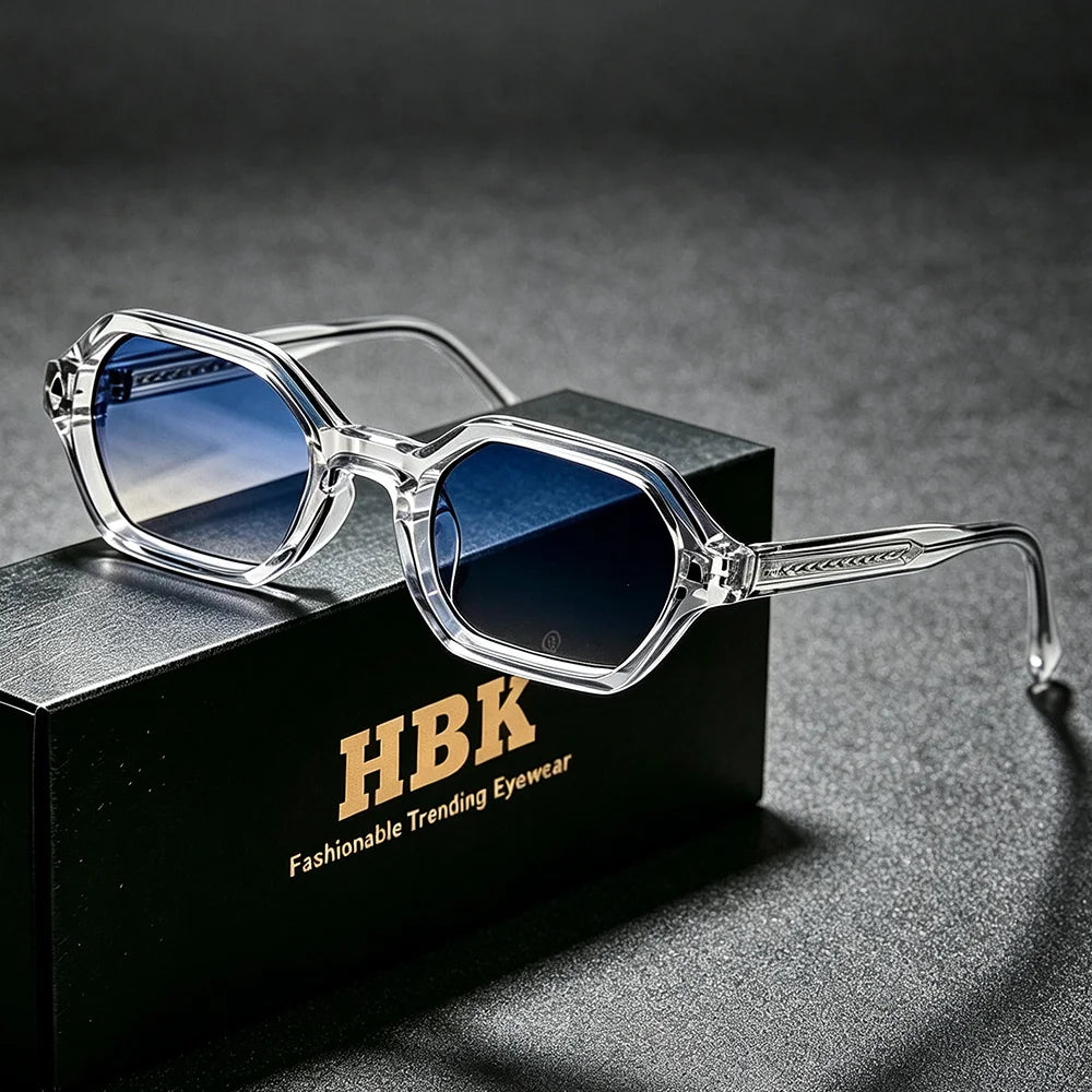 HBK Fashion Retro Polygon Men Sunglasses Small Frame Cupronickel Core Insert Leg Sun Glasses Outdoor Party Vacation Travel