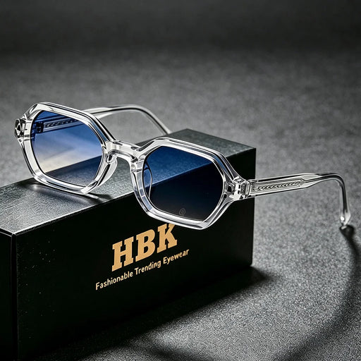 Gafas de sol retro poligonales HBK Fashion para hombre, montura pequeña, patas con inserciones de cuproníquel, gafas de sol para fiestas, vacaciones y viajes al aire libre