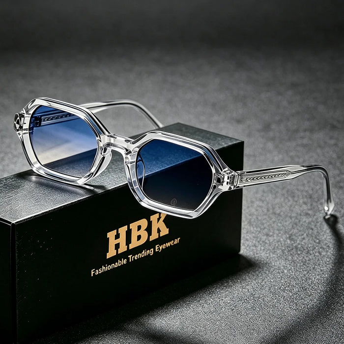 HBK Fashion Retro Polygon Men Sunglasses Small Frame Cupronickel Core Insert Leg Sun Glasses Outdoor Party Vacation Travel