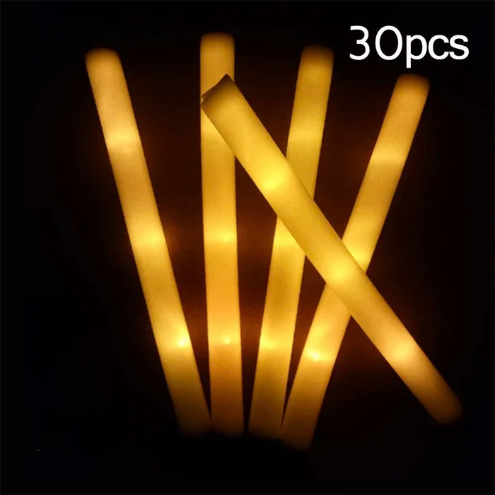 20/30/60Pcs LED Foam Glow Sticks 3 Modes Colorful Flashing Glow Stick Glow in The Dark Party Supplies Wedding Raves Concert