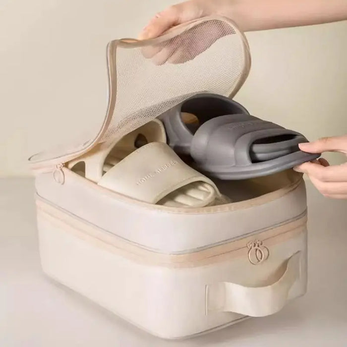 Bolsa de almacenamiento para zapatos de viaje, bolsa lavada diagonal transpirable de malla para varios pares de zapatos, caja portátil para viajes de negocios