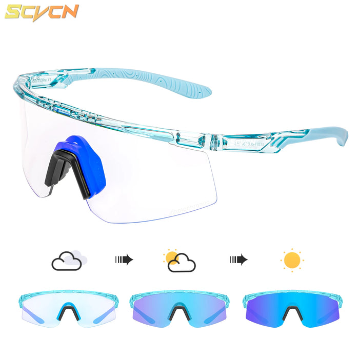 SCVCN Outdoor Photochromic Sunglasses Men Women Bicycl Cycling Glasses Sports MTB Driving Bike Eyewear Hiking UV400 Goggles New