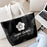 Fashion M-Mary Quant Storage Bags 2-Piece Canvas Tote Bag Set with Zipper Pouch Large Capacity Shopping Travel Bag