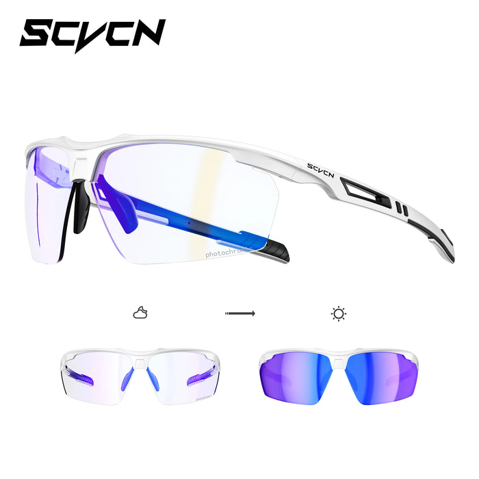 SCVCN Photochromic Cycling Glasses Men UV400 Bicycle Glasses MTB Outdoor Sports Cycling Sunglasses Road Bike Glasses Eyewear