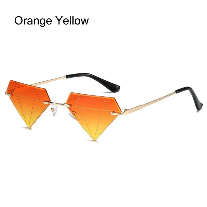 Triangle Diamond Shaped Sunglasses for Women Men Vintage Clear Ocean Gradient Glasses Rimless Polygon Sun Glasses