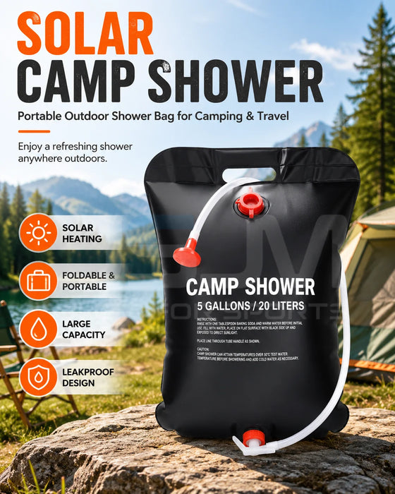 Bolsa de ducha solar de camping de 20L/25L, bolsa de ducha portátil para exteriores con cabezal de ducha, bolsa de almacenamiento de agua plegable para senderismo, viajes, camping