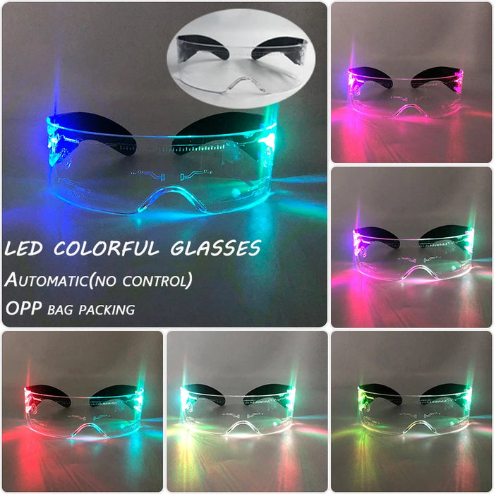 Cyberpunk LED Light Up Glasses Futuristic Luminous Unisex Eyewear Cool Glowing Glasses For Cosplay Bar Rave Club Halloween Party