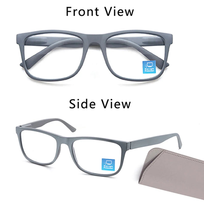 Lunettes de lecture extra-larges pour hommes et femmes. Monture carrée classique. Lunettes anti-lumière bleue avec verres de prescription.