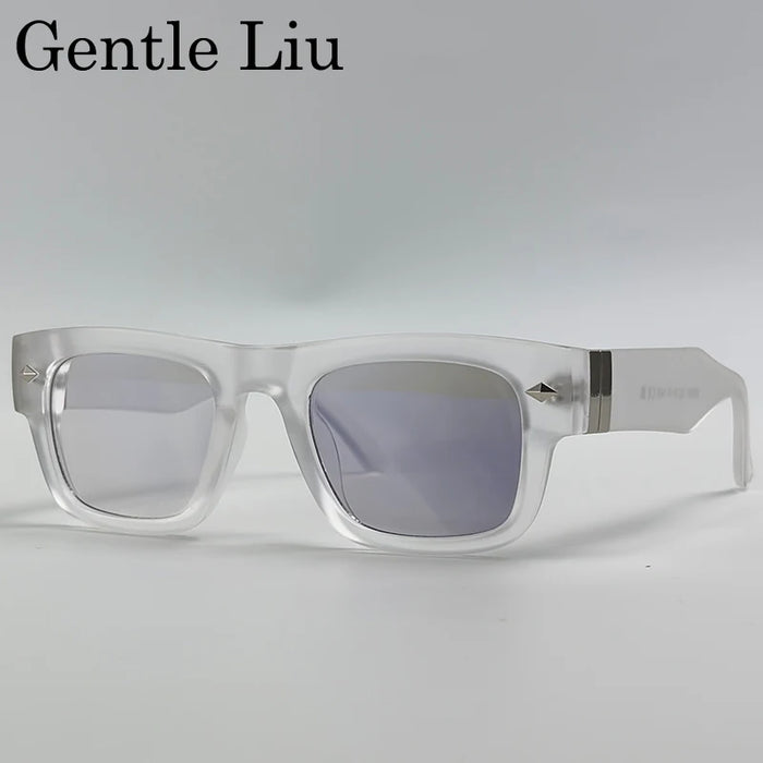 Lunettes de soleil rétro steampunk carrées photochromiques pour hommes, marque de luxe, design oversize, monture épaisse, rivet, lunettes de soleil pour homme