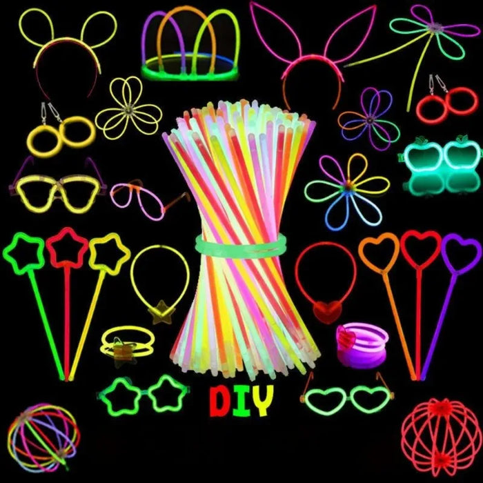 50/100PCS Glow Stick Set with 17 Accessories DIY Perfect for Vibrant Party Supplies for Concert Halloween Festivals Events‌ Part