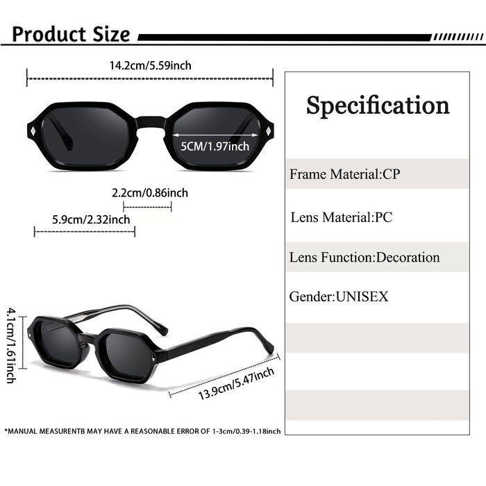 HBK New Fashion Polygon Men Sunglasses Small Frame Cupronickel Core Insert Leg Sun Glasses Outdoor Party Vacation Travel