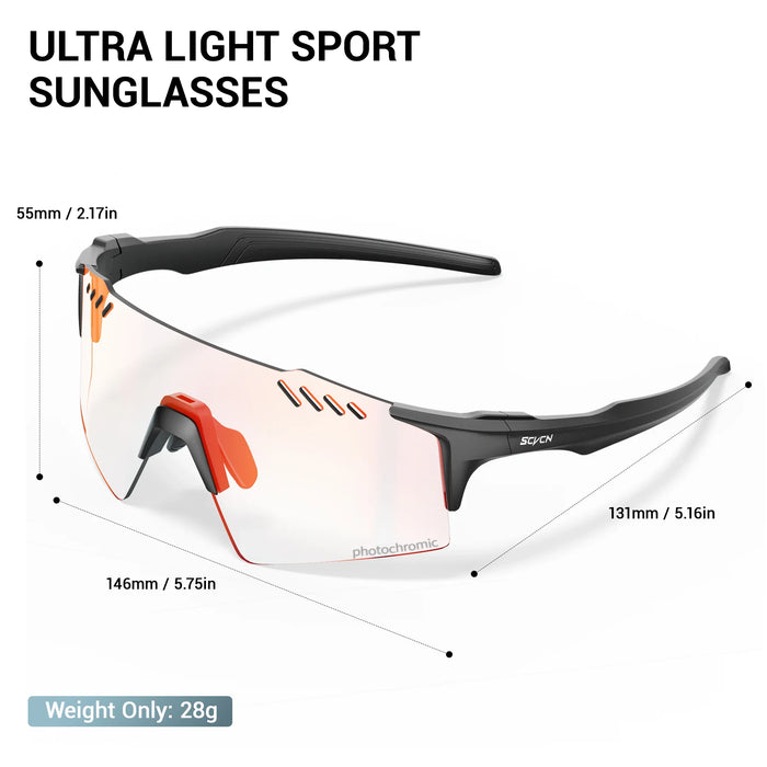 SCVCN Photochromic Cycling Glasses Outdoor Running Eyewaer Fashion Sports Bicycle Sunglasses MTB Road Bike Glasses