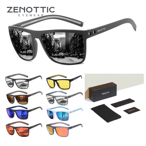 ZENOTTIC Lunettes de soleil polarisées pour homme Monture légère en TR90 Protection UV400 Lunettes de soleil carrées