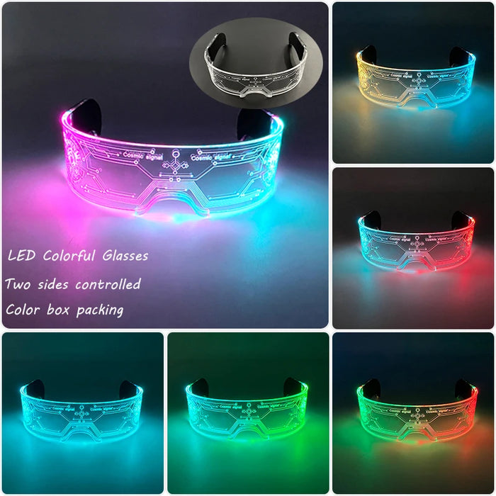 Nuevas gafas estilo Cyberpunk geniales, decoración de fiesta luminosa, gafas de sol LED que brillan, para fiestas en bares, raves y bailes
