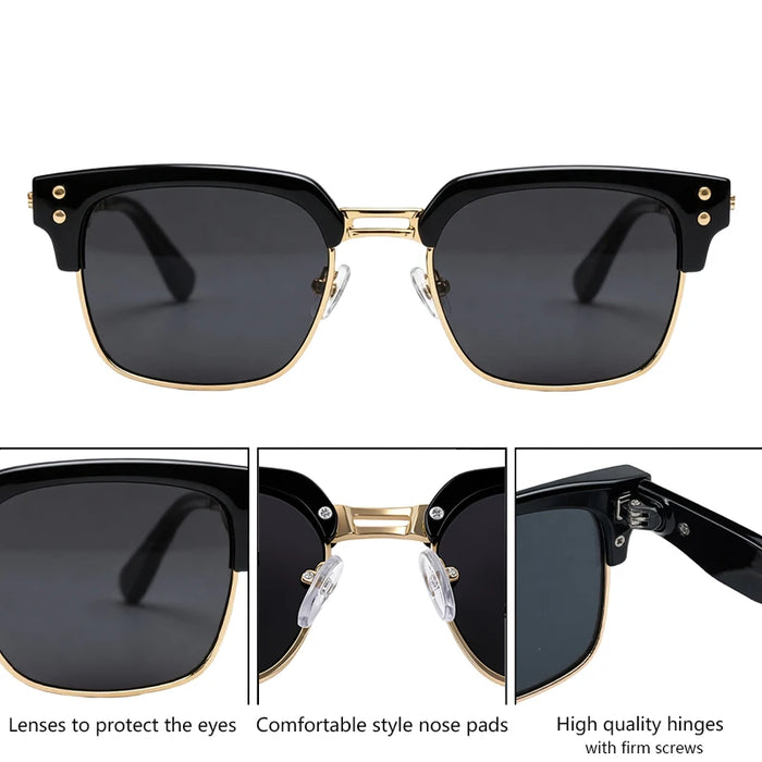 Retro Photochromic Classic Square Punk Sunglasses Men Metal Frame Driving Sun Glasses Male Vintage Luxury Brand Eyewear Shades
