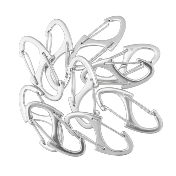 10 pièces de boucles de sac à dos en acier inoxydable en forme de S, mousquetons faits à la main avec fermoir, accessoires de bijoux colliers en argent