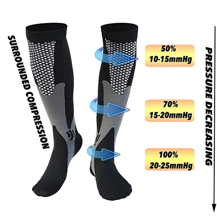 6Pairs Compression Socks 20-30mmHg High Stockings Men & Women Sports Marathon Cycling Football Varicose Veins EU35-45