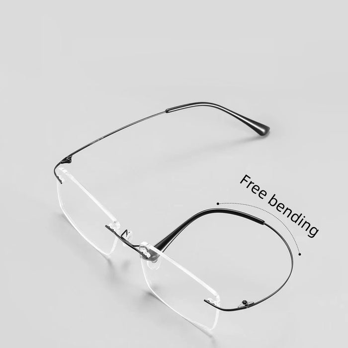 MODFANS Rimless Blue Light Blocking Glasses Men Presbyopia Glasses Reading Blue Light Refractive Correction Transparent Eyewear
