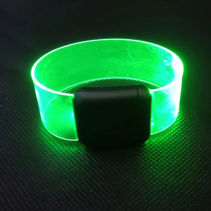 Upgrade 20/100/1000pcs Luminous Bracelet LED Sound Control Bracelets Wristbands Outdoor Sports Armband Glow Halloween Party