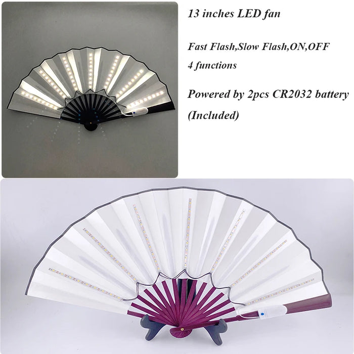 Luminous Folding LED Fan Dancing Light Fan Flashing For Night Music Show Rave Festival Accessories Glowing In The Dark Party