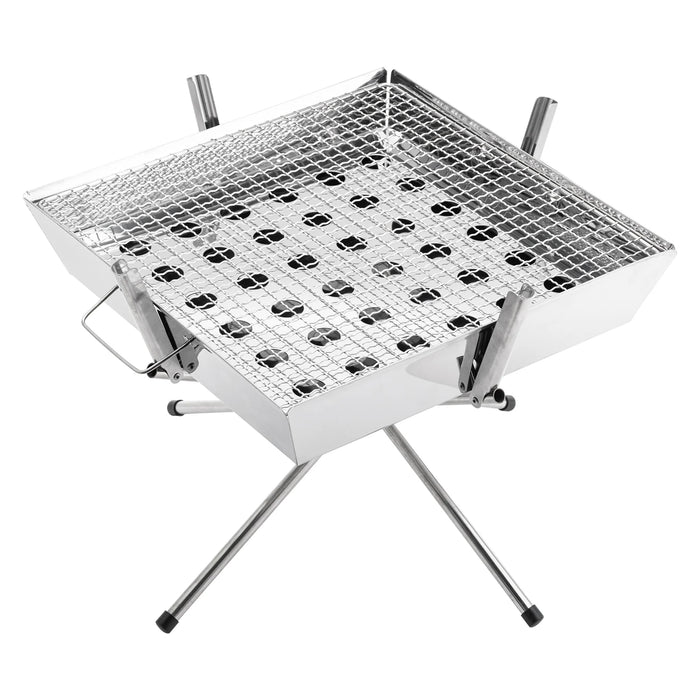 Goture 1pc Portable Stainless Steel Foldable BBQ Grill, 1-2 People Charcoal Stove for Camping Picnic & Outdoor