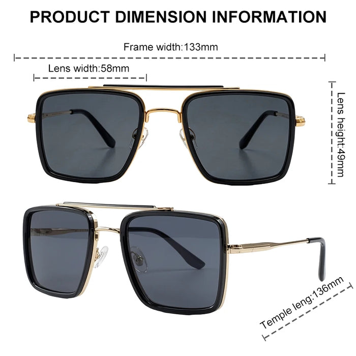 Oversized Steampunk Square Metal Sunglasses Men 2026 Luxury Designer Vintage Double Bridge Sun Glasses Retro Driving Eyewear