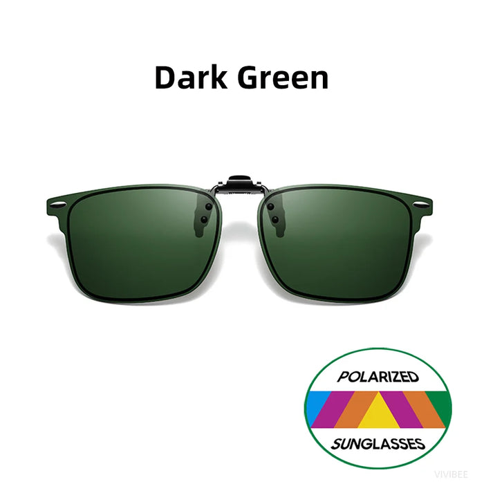 VIVIBEE Lunettes de soleil polarisées à clipser relevables et sans monture pour la conduite de nuit anti-éblouissement, avec verres de mode effet miroir vert