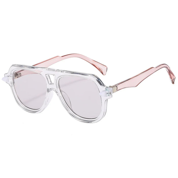 Lunettes de soleil pilote double pont femme, verres dégradés rétro, UV400, tendance, marque de designer homme, rivets