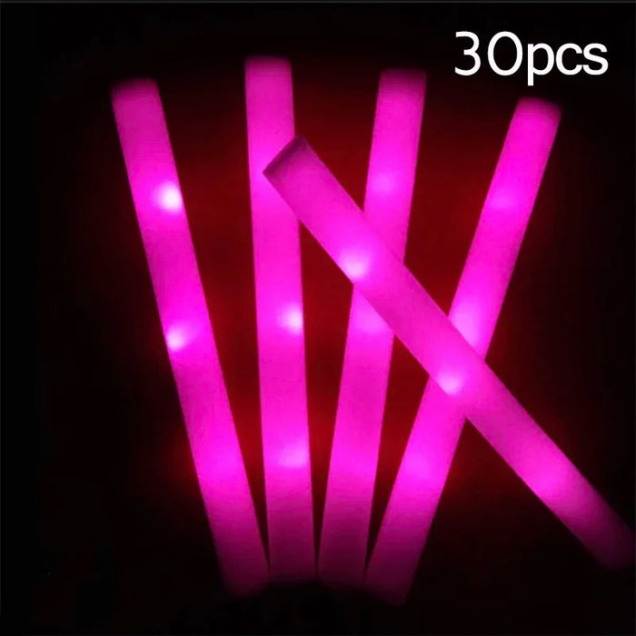 20/30/60Pcs LED Foam Glow Sticks 3 Modes Colorful Flashing Glow Stick Glow in The Dark Party Supplies Wedding Raves Concert