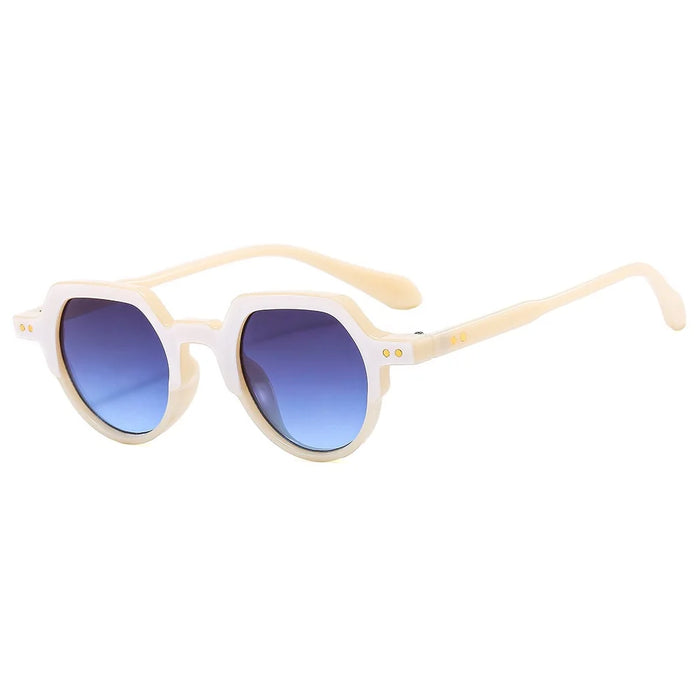 Fashion Small Irregular Square Sunglasses Women Retro Round Clear Ocean Lens Shades UV400 Men Rivets Punk Sun Glasses