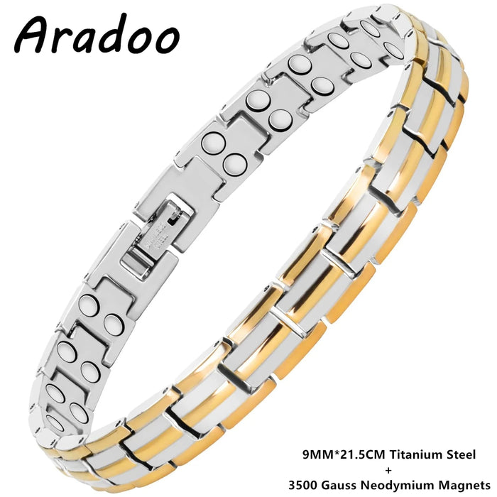 ARADOO Preumium Pure Copper Bracelet for Men Women Double Row Magnetic Therapy Wristband Jewelry Gifts
