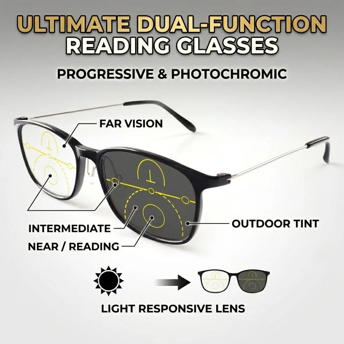 Progressive Multifocal Reading Glasses Photochromic Men Women Flexible Temples Anti Blue Light Computer Presbyopic Eyeglasses