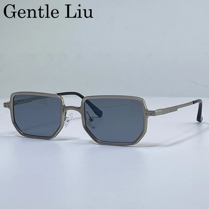 Gafas de sol rectangulares steampunk de montura pequeña clásica para hombre 2026 de marca de lujo, retro, estilo punk, para conducir, protección UV400