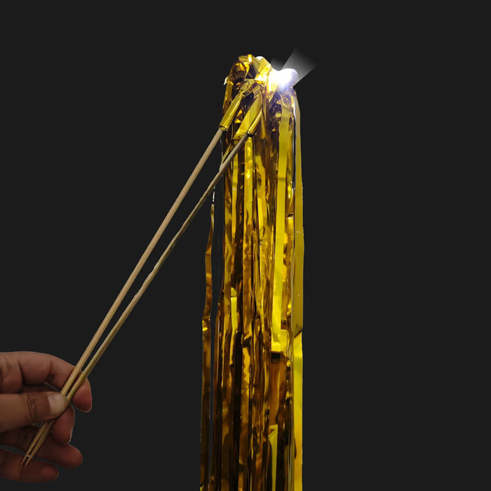 10PCS Light Up Wedding Sparklers LED Wedding Tassel Rain Silk Fairy Stick with Wooden Strip for Birthday Concert New Year Raves