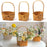 Willow Rattan Bride Flower Basket Picnic Container with Handle Bowknot Flower Basket Hand-Woven Picnic Weaving Basket