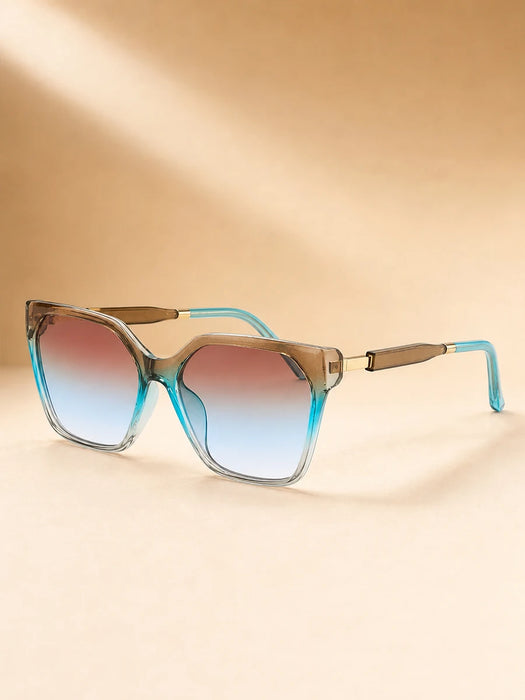 Gafas de sol de ojo de gato cuadradas de alta gama con costura de borde dorado en las patas, gafas de sol de lujo ligero para mujer
