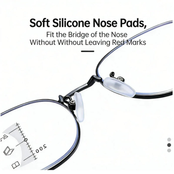 New Progressive Multifocal Reading Glasses for Both Near and Far Vision, Ultra-Light Metal Full-Frame, Anti-Blue Light, Suitable