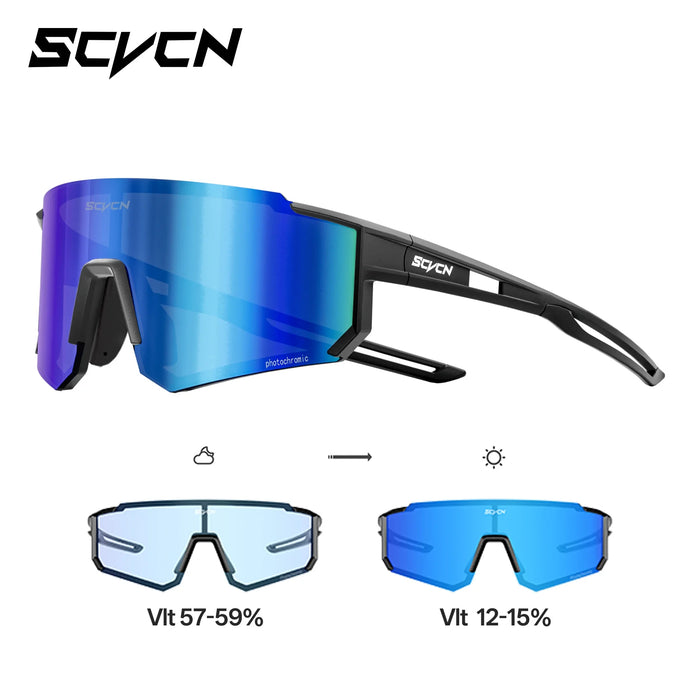 SCVCN New Photochromic Night Riding Glasses Outdoor Sport UV400 Travel Camping Sunglasses Men Women MTB Bike Cycling Glasses