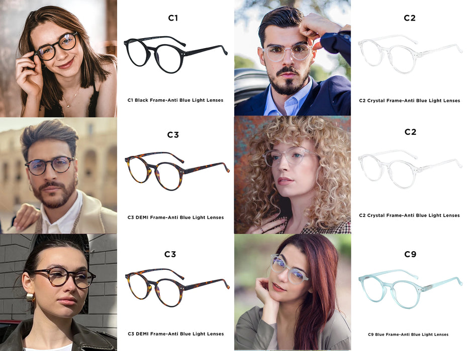 ZENOTTIC Retro Small Round Prescription Glasses Circular Progressive Eyewear Photochromic Optical Eyeglasses for Women Men