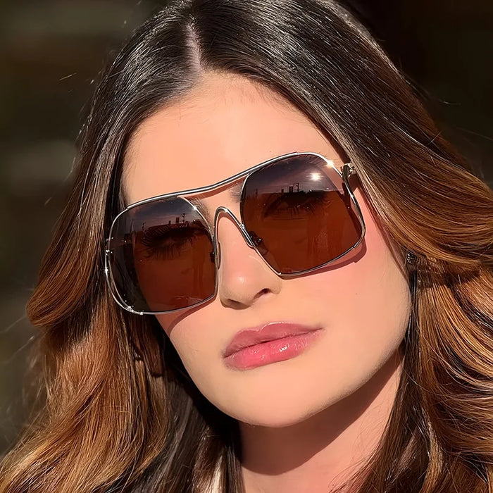 Nouvelles Lunettes de Soleil Ovales de Luxe à Dégradé pour Femmes 2025 Personnalité Double Pont Cadre Design Avancé Lunettes Hommes Tous Styles UV400