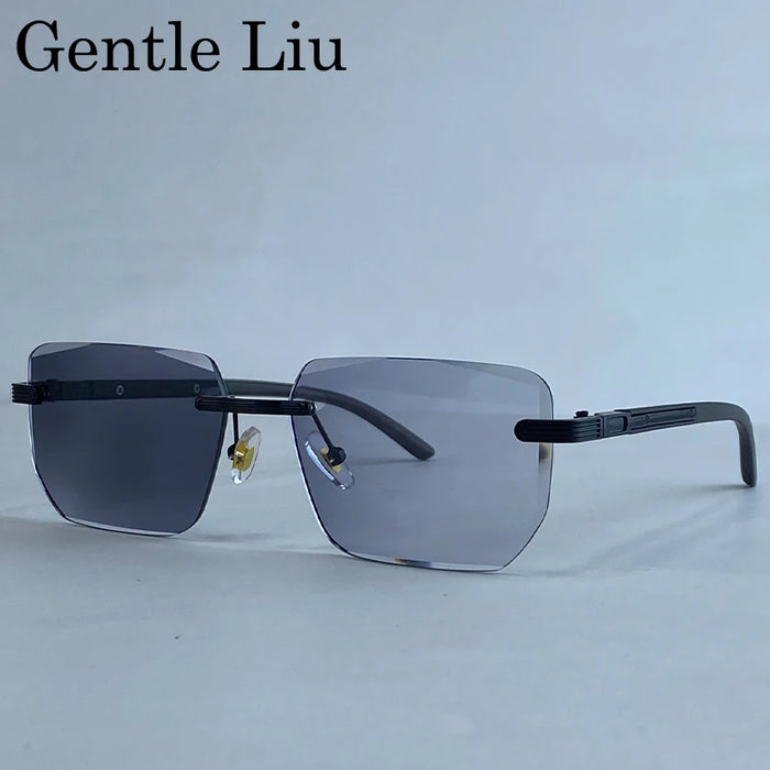 Square Rimless Punk Sunglasses Men 2026 Luxury Brand Photochromic Eyeglasses Change Color Sun Glasses For Male Eyewear Shades