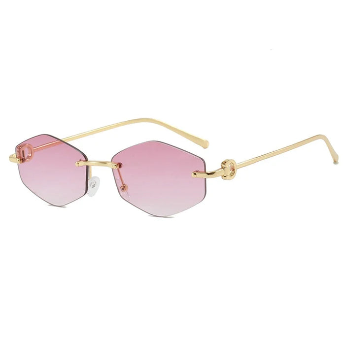 Rimless Diamond Sunglasses Square Women Men Retro Sun Glasses Brand Designer Eyewear UV400 Shades Oculos Female Gafas