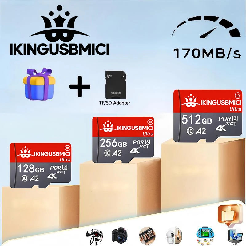 Extreme Pro 64GB Flash 512GB Micro SDXC Card 256GB SD UHS-I 64GB U3 V30 32GB TF Card Memory Card Adapter for 4K Gopro Camera DJI