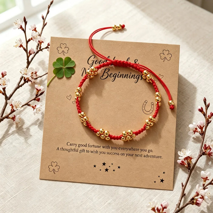 Handmade Red Rope Braided Bracelets Petal Shape Copper Beads Cluster Bangles for Women Men Friendship Couple Lucky Jewelry Gift