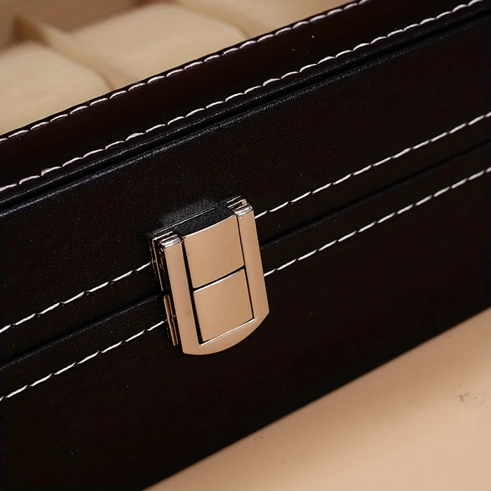 Estuche expositor de relojes de cuero sintético con 12 ranuras, organizador de relojes de 1 pieza con cerradura y almohadas extraíbles para hombres, regalo de viaje