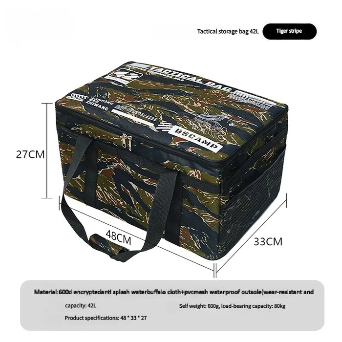 Sac de Rangement Tactique 30-42L Glacière Pliable Étanches pour Pique-nique Vaisselle Équipement de Terrain Organisateur d'Équipement de Plein Air