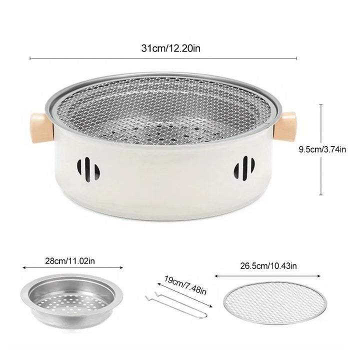 Mini Parrilla Portátil de Acero Inoxidable para Barbacoa con Rejilla, Barbacoa Desmontable de Carbón para Uso Doméstico